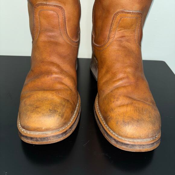 Vintage 70’s Campus Boots Kinney Shoes Tan Leather Pull on Boots Women’s 9.5 - Picture 5 of 8